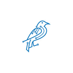 bird digital line electronics logo design vector illustration