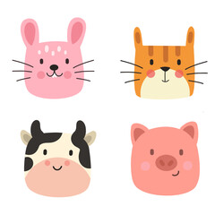 set of funny cartoon animals vector illustration