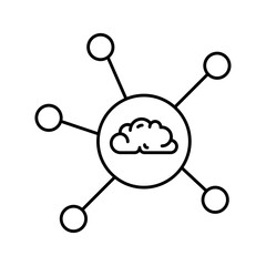 Brainstorming icon with black outline style. advertising, payment, girl, holding, icon, illustration, management. Vector Illustration