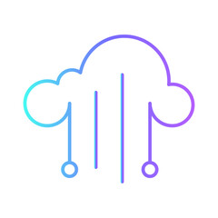 Technology icon with purple blue outline style. growth, banking, laptop, calculator, person, plan, work. Vector Illustration