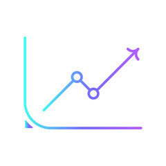 Graph icon with purple blue outline style. finance, business, data, budget, financial, analysis, report. Vector Illustration
