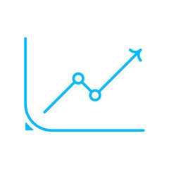 Graph icon with blue outline style. finance, business, data, budget, financial, analysis, report. Vector Illustration