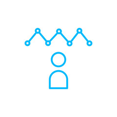 Data scientist icon with blue outline style. growth, banking, laptop, calculator, person, plan, work. Vector Illustration