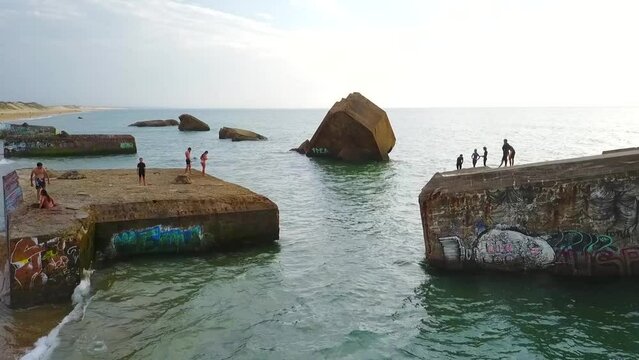 Blockhaus Capbreton filmed by a drone, France