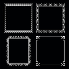 Set of decorative frames Elegant vector element for design in Eastern style, place for text. Floral black and white borders. Lace illustration for invitations and greeting cards.