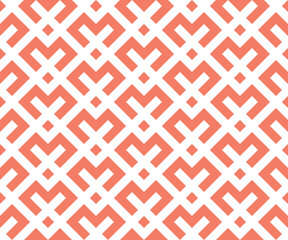 Abstract geometric pattern. A seamless vector background. White and pink ornament. Graphic modern pattern. Simple lattice graphic design