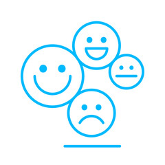 Emoticon feedback icons with blue outline style. feedback, answer, survey, opinion, concept, support, customer. Vector illustration