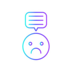 Bad feedback Icons with purple blue outline style. user, ranking, service, angry, marketing, success, like. Vector illustration