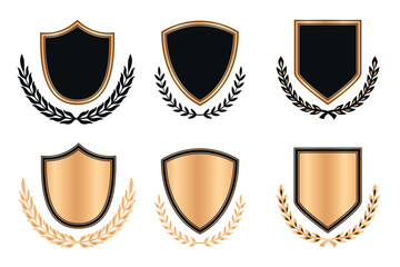 gold shield badge icon free vector