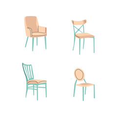 vector illustration of a set of chairs with a minimalistic design