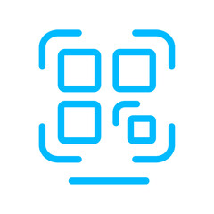 QR code e-commerce icons collection with blue outline style. business, store, technology, web, retail, internet, buy. Vector Illustration