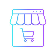 Online shop e-commerce icons collection with purple blue outline style. buy, store, online, sale, purchase, business, shop. Vector Illustration