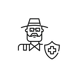 Elderly man medical insurance. Health plan for older people. Pixel perfect, editable stroke line icon