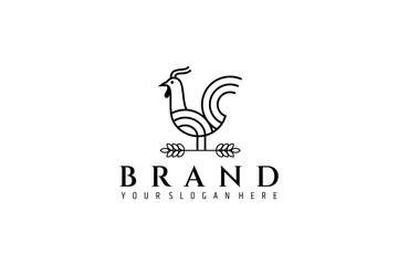 rooster logo with wheat on its feet