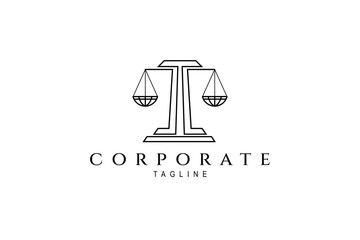 legal scale logo with justice balance symbol as a service and legal justice