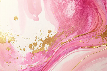 Pink and gold marble abstract background, AI Generative