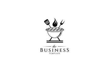 barbeque grill logo with smoldering fire