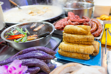 Taiwanese local food store for tofu and sausage