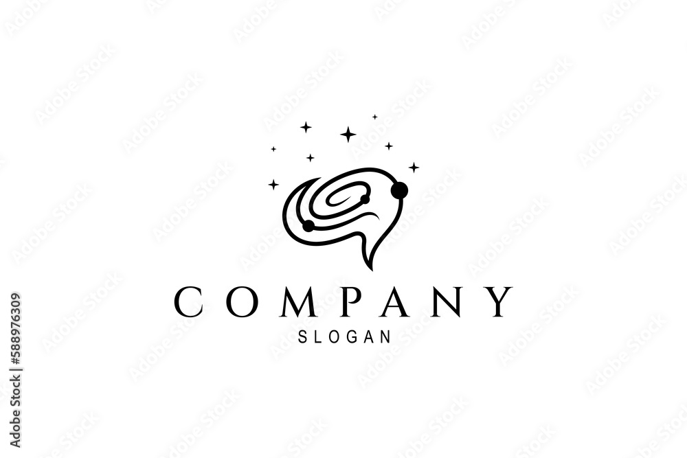 Canvas Prints brain logo combined with orbit in outer space decorated with shining stars gives the impression of b