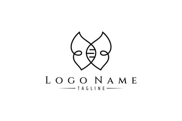 simple butterfly logo combined with DNA symbol in linear design style
