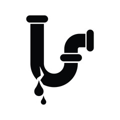 Broken water pipe icon design. Broken pipe with leakage, isolated on white background