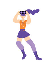 research_look up_people_探す人02_女性_ベクター_イラスト_素材