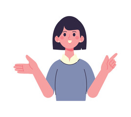 Cheerful cartoon young woman