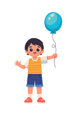 Cute boy holding balloons