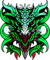 Green Dragon Head Mascot Logo Design 