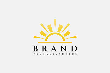 sunrise logo with sunlight in simple flat design style and yellow color predominance