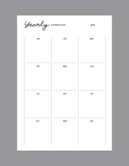 Yearly Planner. Simple and easy to plan your day.