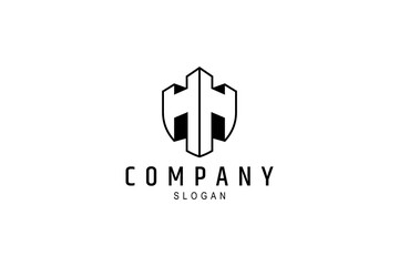 shield letter H logo template