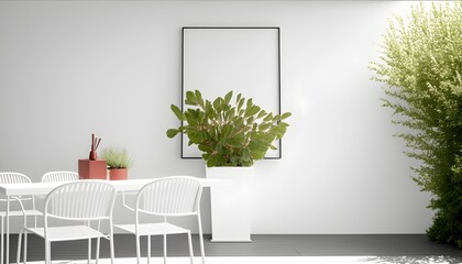 Modern living room with empty canvas or wall decor with frame in center for product presentation background or wall decor promotion, Generative AI