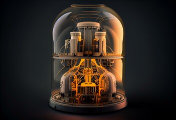 nuclear reactor energy central transperant png isolated background. Generative AI