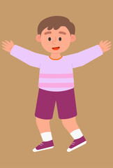 boy in shorts with open arms