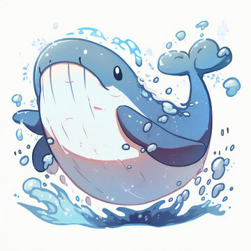 cute whale illustration created with Generative AI technology