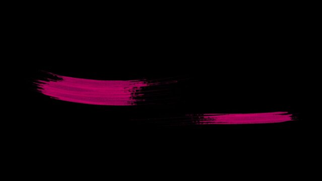hand drawn animation of ink paint brush strokes with pink color on black background