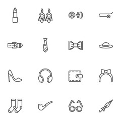 Fashion accessory line icons set