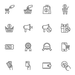 Fototapeta premium Ecommerce marketing line icons set