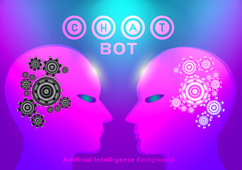 chatGPT Ai artificial intelligence technology hitech concept. chat GPT with smart bot, open Ai, gears, lights, technology Abstract, vector. design for chat, web banner, background, transformation.
