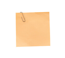 Blank paper note with clip isolated