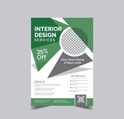 Interior Design Flyer Template, Architecture company Poster Design.
