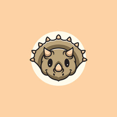 Cute triceratop smiling face cartoon illustration