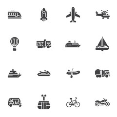 Transportation and Vehicles vector icons set