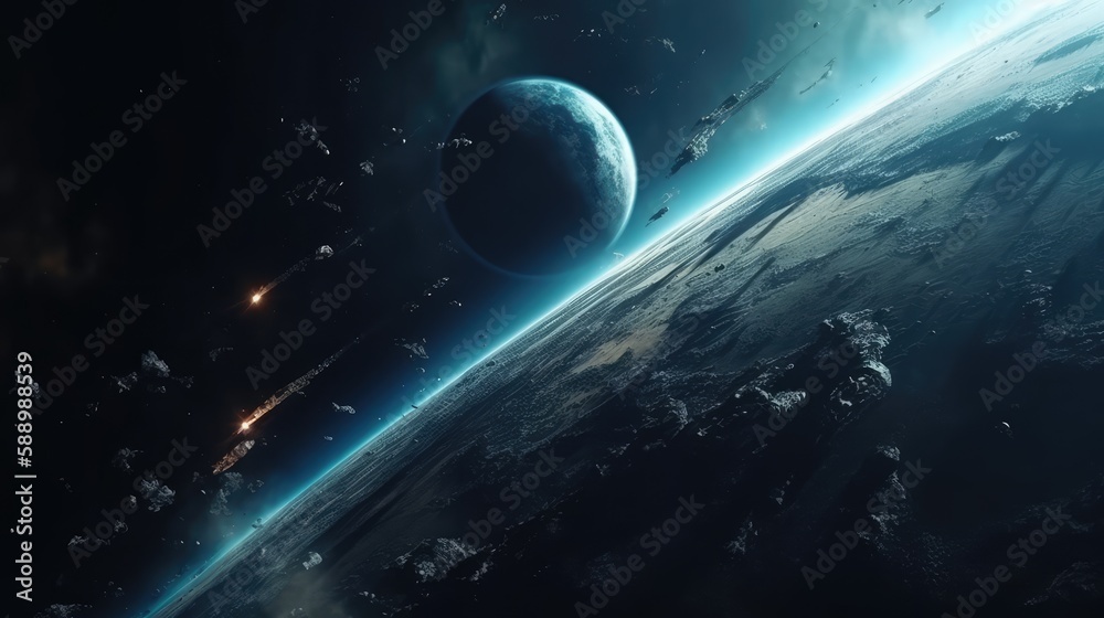 Wall mural deep space view, made with generative ai