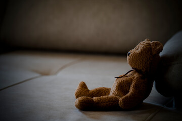 teddy bear olonely teddy bear sleep on ground for created postcard of international missing...
