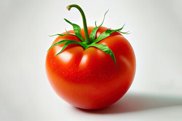 Delicious One natural Tomatoes with white background. Generative Ai