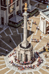 Aerial view of Paternoster column and people surround in London, England. - 588988758