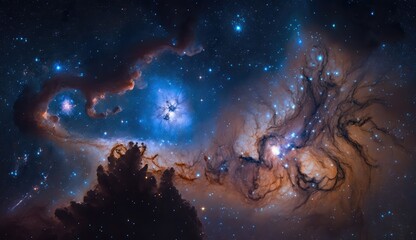 Fototapeta premium Nebula in the deep of space, made with generative ai