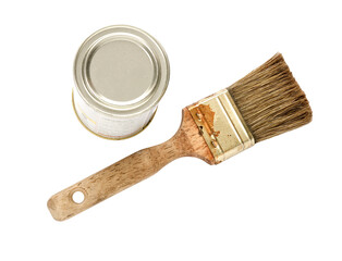 an old brush and a can of paint